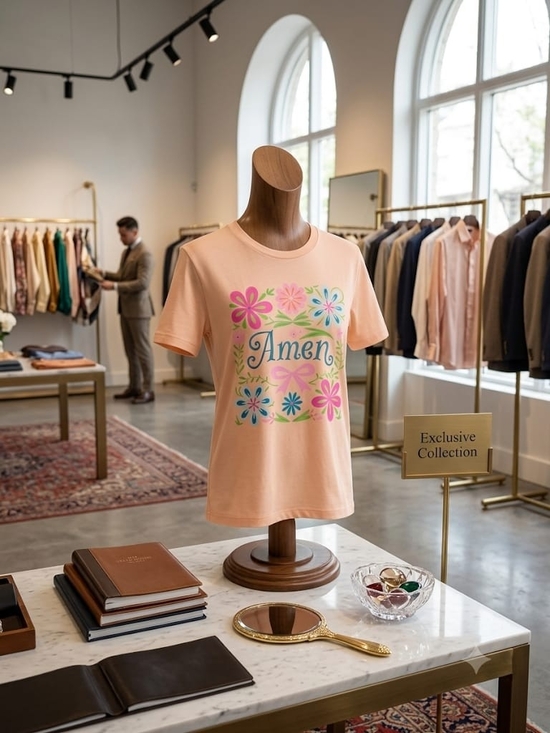 Dresses & Skirts - Peach 'Amen' Floral Graphic Tee